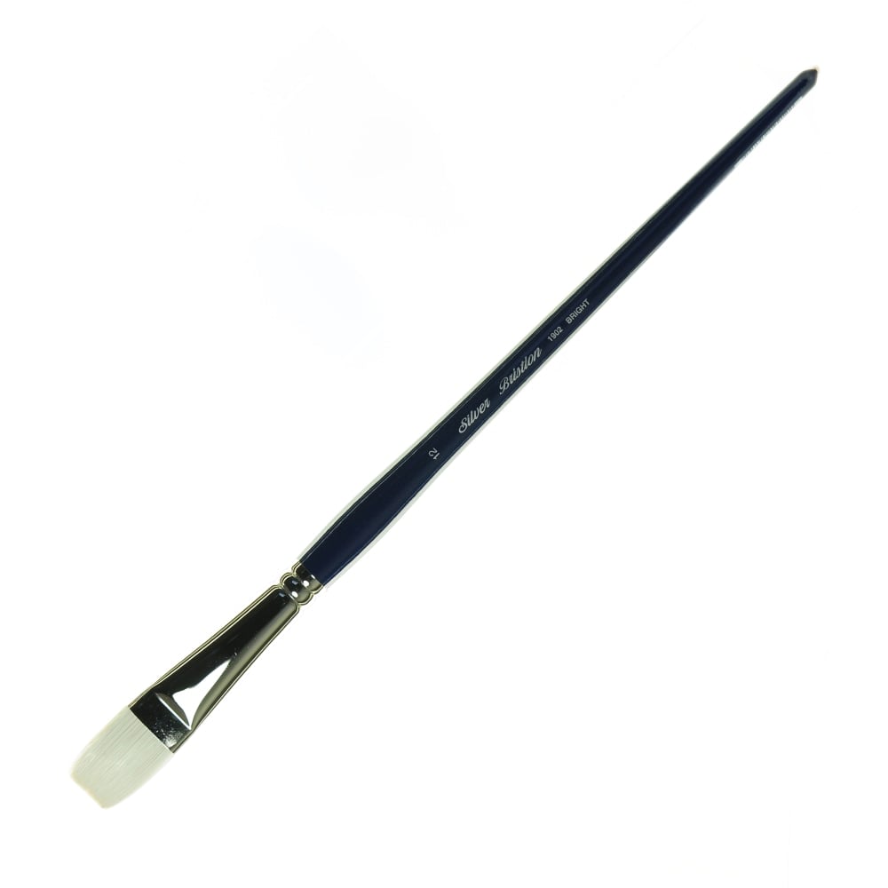 Silver Brush Bristlon Series Paint Brush, Size 12, Bright Bristle, Synthetic, Deep Blue/Silver MPN:1902-12