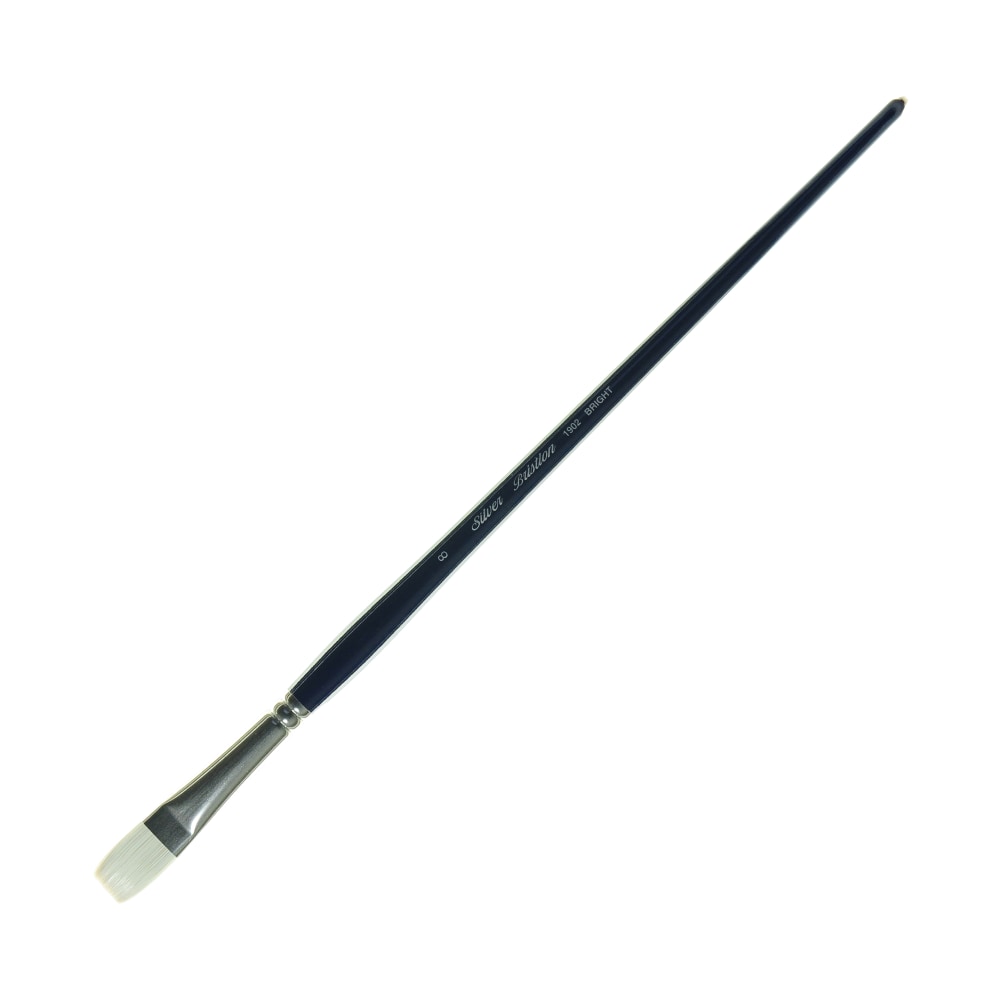 Silver Brush Bristlon Series Paint Brush, Size 8, Bright Bristle, Synthetic, Deep Blue/Silver MPN:1902-8