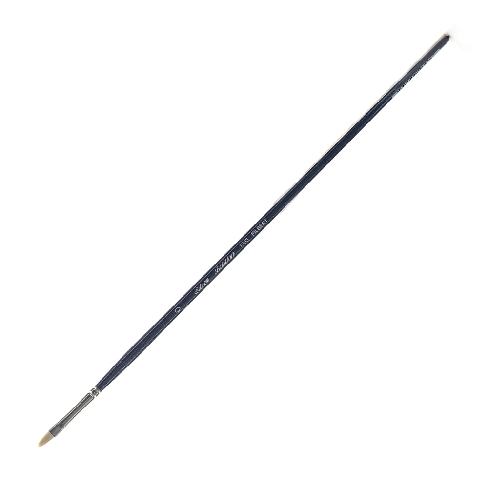 Silver Brush Bristlon Series Paint Brush, Size 0, Filbert Bristle, Synthetic, Deep Blue/Silver MPN:1903-0