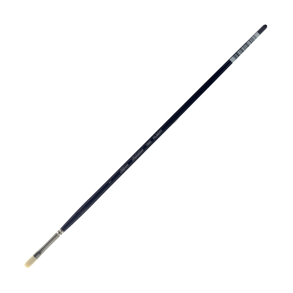 Silver Brush Bristlon Series Paint Brush, Size 1, Filbert Bristle, Synthetic, Deep Blue/Silver MPN:1903-1
