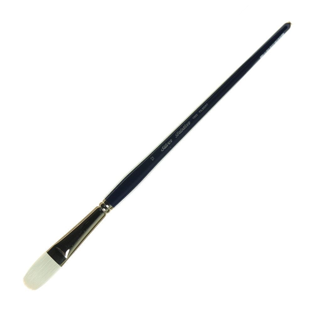 Silver Brush Bristlon Series Paint Brush, Size 12, Filbert Bristle, Synthetic, Deep Blue/Silver MPN:1903-12
