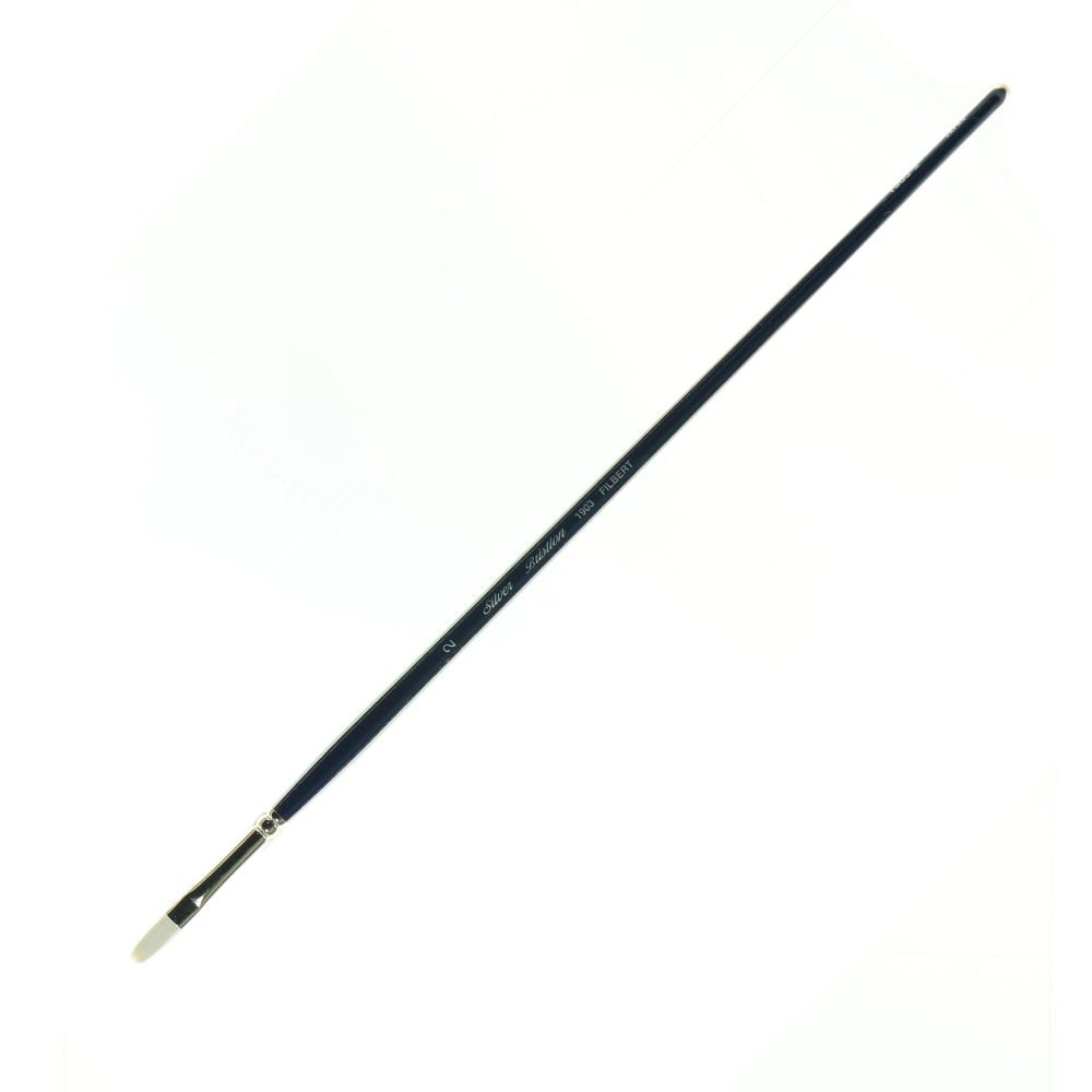 Silver Brush Bristlon Series Paint Brush, Size 2, Filbert Bristle, Synthetic, Deep Blue/Silver MPN:1903-2