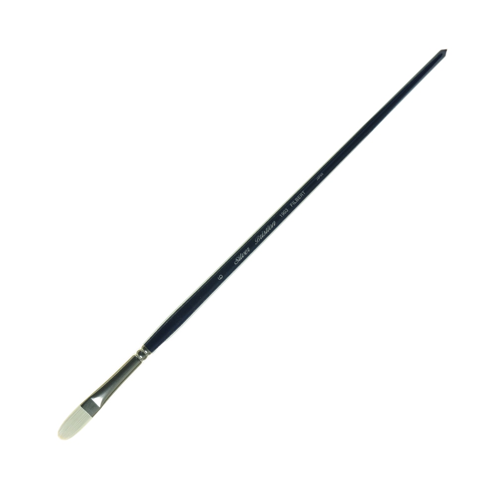 Silver Brush Bristlon Series Paint Brush, Size 6, Filbert Bristle, Synthetic, Deep Blue/Silver MPN:1903-6
