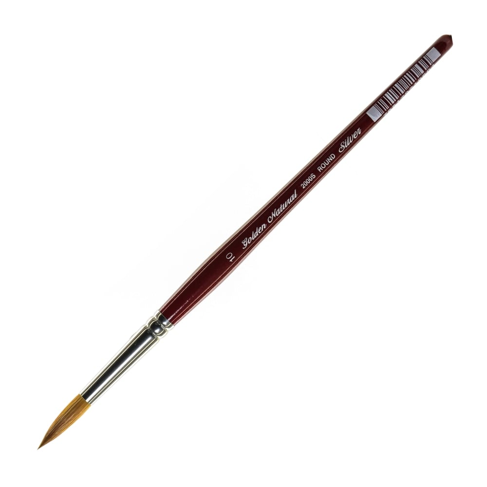 Silver Brush Golden Natural Series Paint Brush 2000S, Size 10, Round, Natural and Synthetic Blend, Red MPN:2000S-10