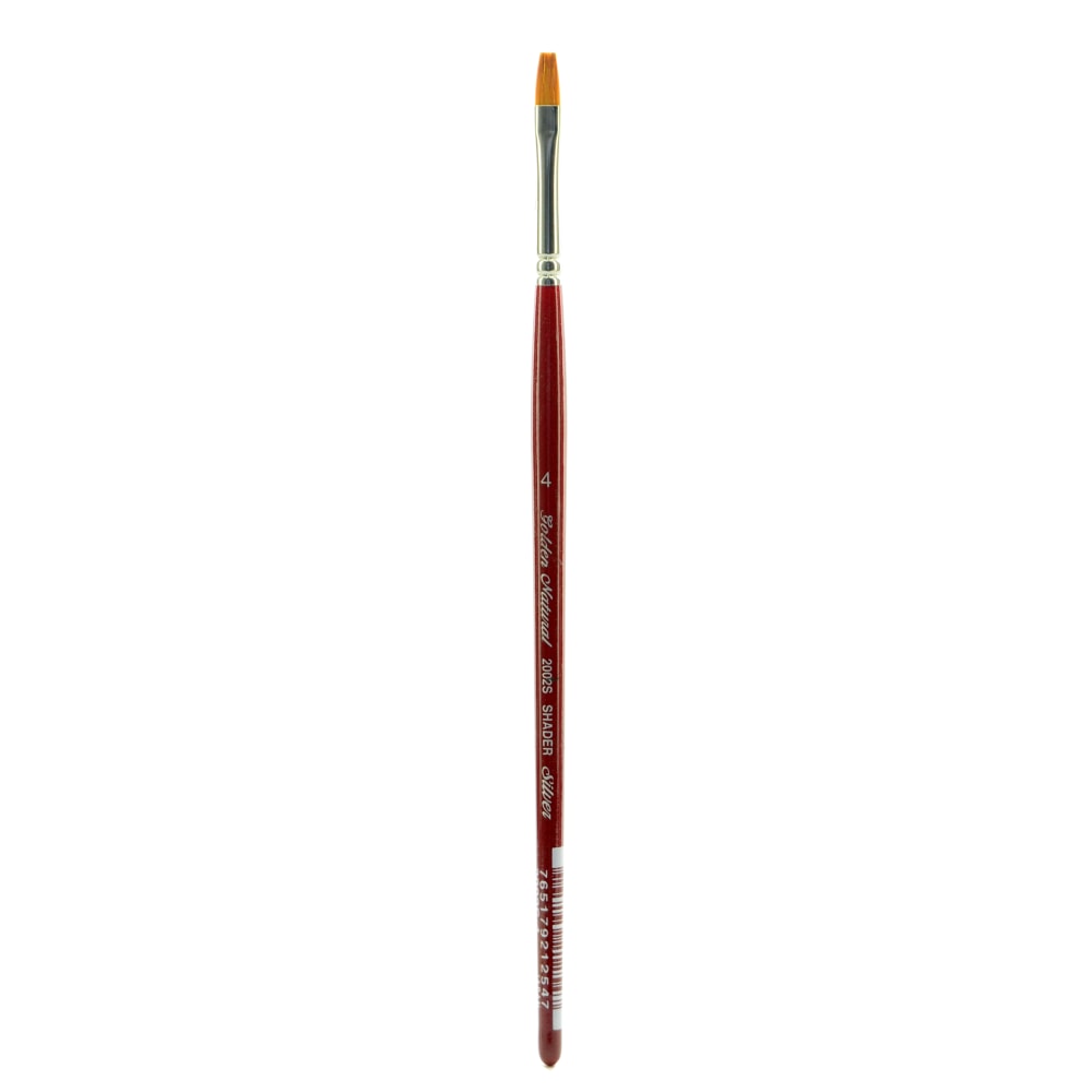 Silver Brush Golden Natural Series Paint Brush 2002S, Size 4, Bright, Natural and Synthetic Blend, Red MPN:2002S-4