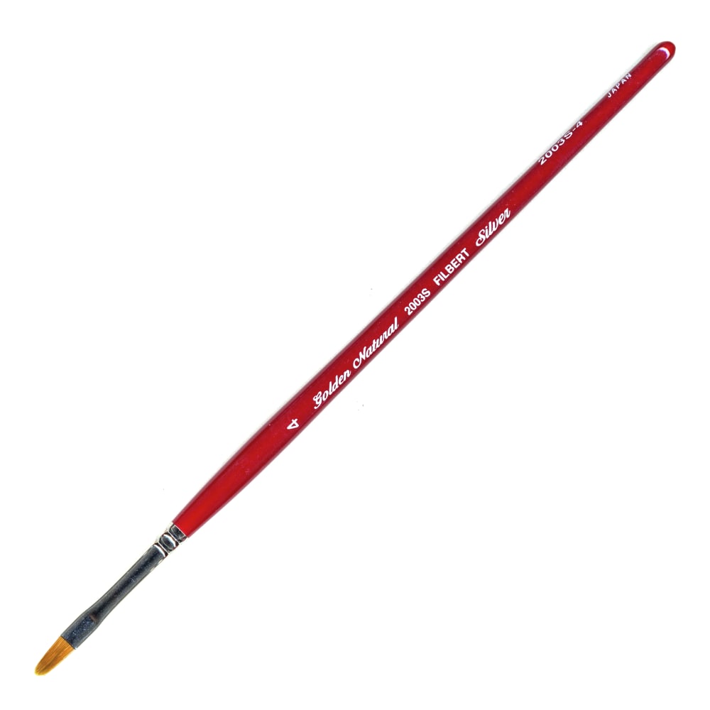 Silver Brush Golden Natural Series Paint Brush 2003S, Size 4, Filbert, Natural and Synthetic Blend, Red MPN:2003S-4