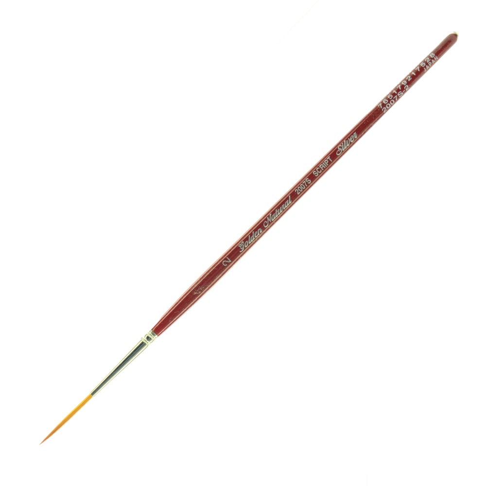 Silver Brush Golden Natural Series Paint Brush 2007S, Size 2, Script, Natural and Synthetic Blend, Red MPN:2007S