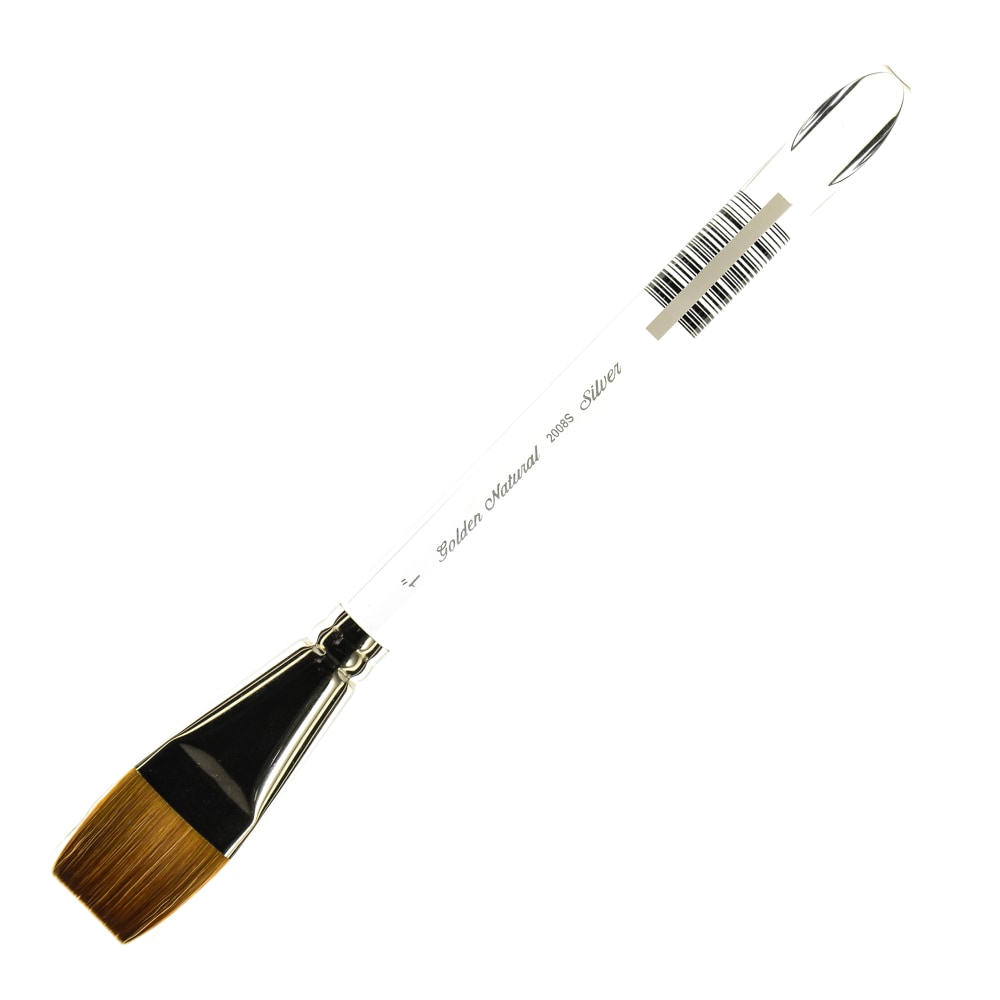 Silver Brush Golden Natural Series Paint Brush 2008S, Size 1, Square Wash, Natural and Synthetic Blend, Clear MPN:2008S-1