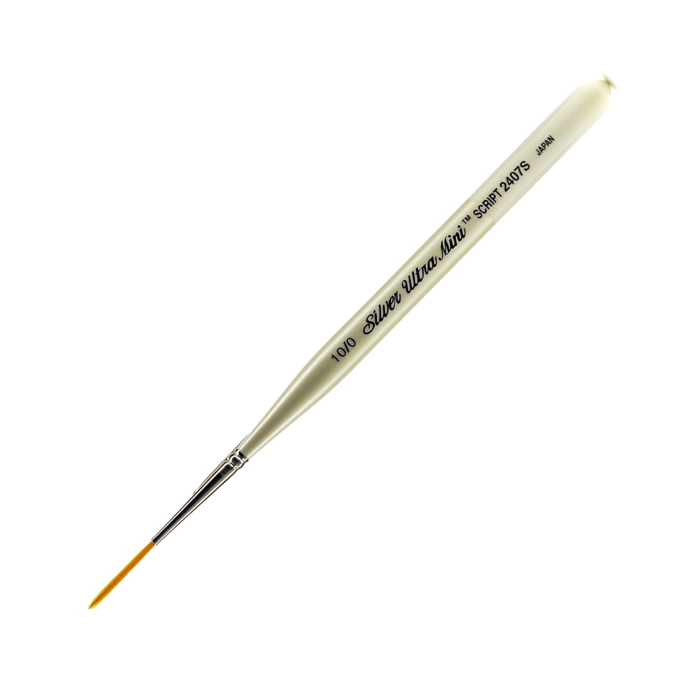 Silver Brush Ultra Mini Series Paint Brush, Size 10, Script Liner, Taklon Filament, Pearl White MPN:2407S-10/0