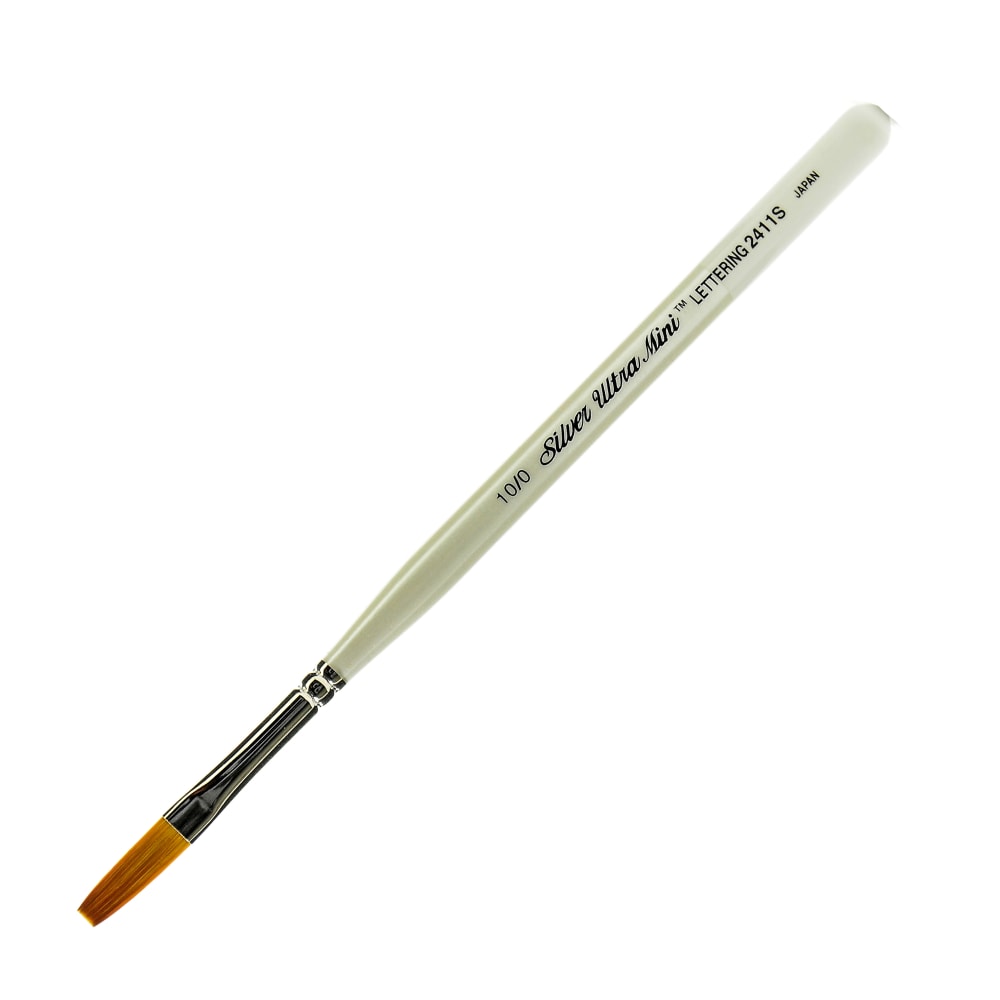 Silver Brush Ultra Mini Series Paint Brush, Size 10, Stroke, Taklon Filament, Pearl White MPN:2411S-10/0