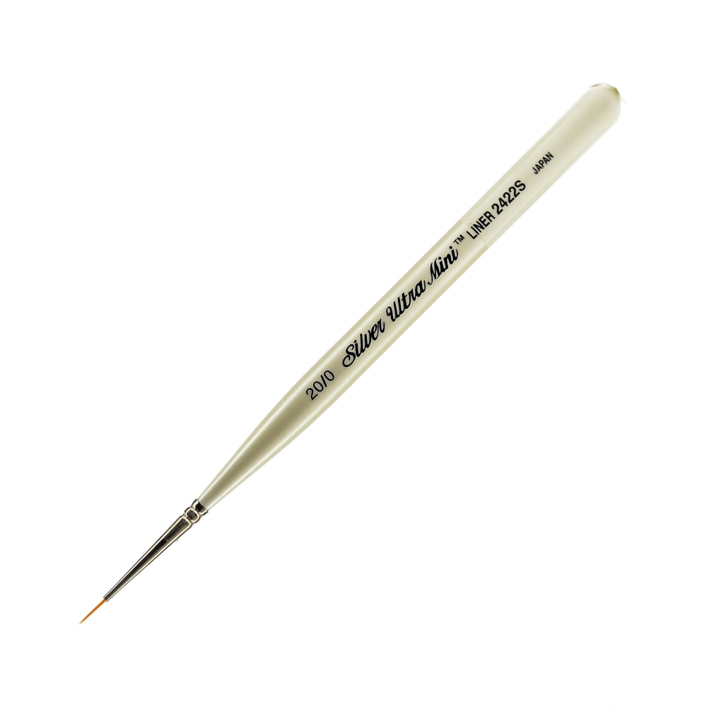 Silver Brush Ultra Mini Series Paint Brush, Size 20, Monogram Liner, Taklon Filament, Pearl White MPN:2422S-20/0