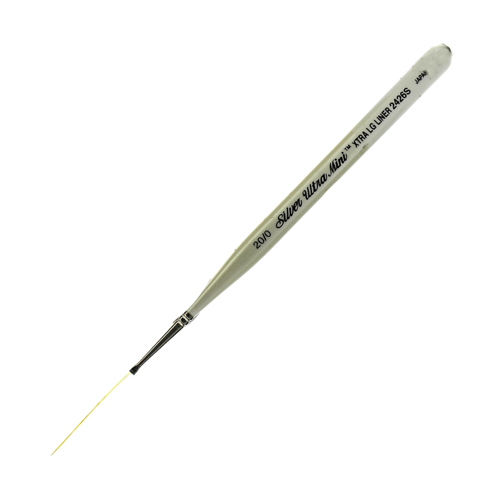 Silver Brush Ultra Mini Series Paint Brush, Size 20/0, Extra Long Liner, Taklon Filament, Pearl White MPN:2426S-20/0