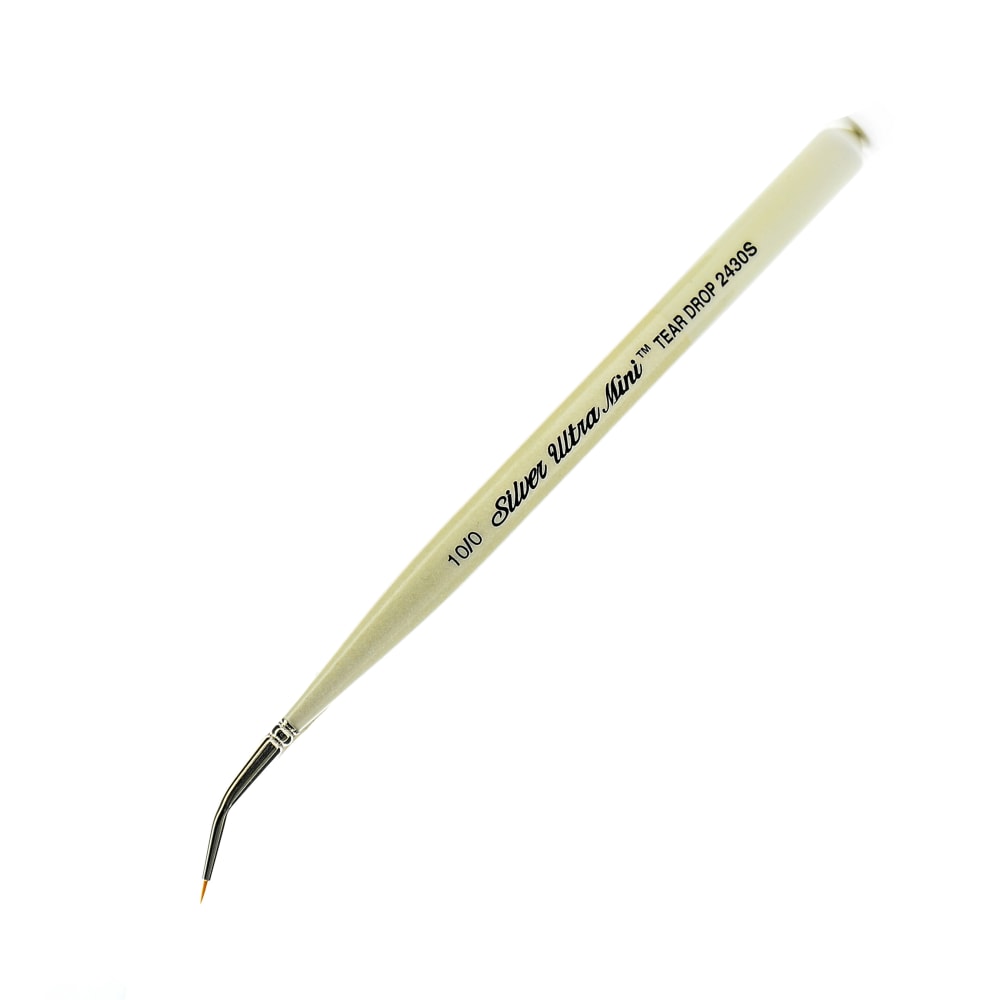 Silver Brush Ultra Mini Series Paint Brush, Size 10, Tear Drop, Taklon Filament, Pearl White MPN:2430S-10/0