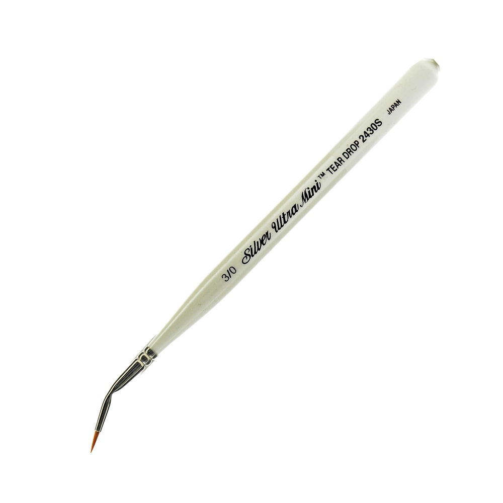 Silver Brush Ultra Mini Series Paint Brush, Size 3, Tear Drop, Taklon Filament, Pearl White MPN:2430S-3/0