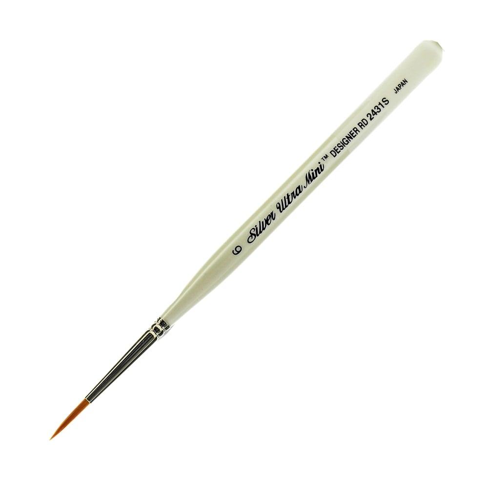 Silver Brush Ultra Mini Series Paint Brush, Size 6, Round Bristle, Taklon Filament, Pearl White MPN:2431S-6