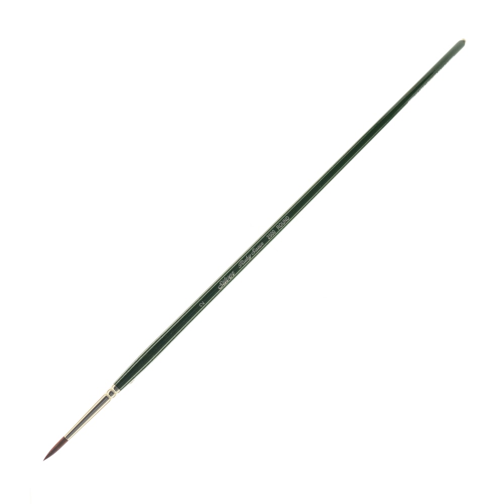Silver Brush Ruby Satin Series Long-Handle Paint Brush 2500, Size 2, Round Bristle, Synthetic, Green MPN:2500-2