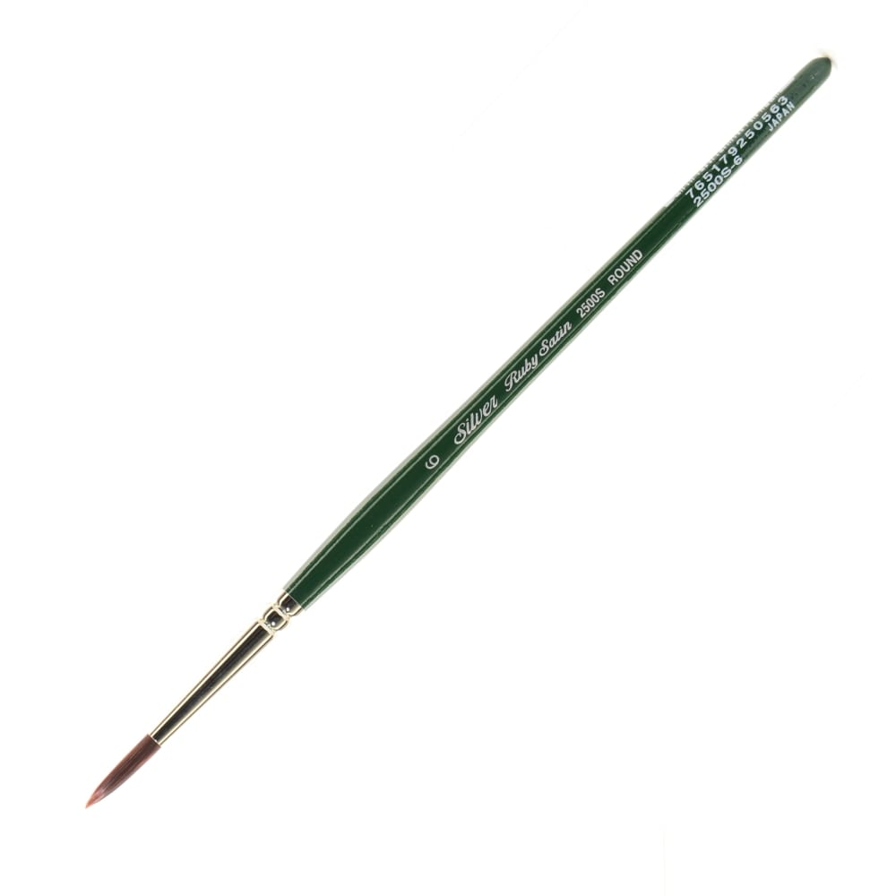 Silver Brush Ruby Satin Series Short-Handle Paint Brush 2500S, Size 6, Round Bristle, Synthetic, Multicolor MPN:2500S-6