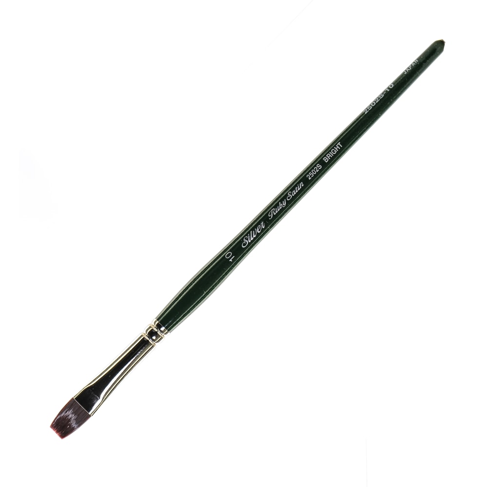 Silver Brush Ruby Satin Series Short-Handle Paint Brush 2502S, Size 10, Bright Bristle, Synthetic, Multicolor MPN:2502S-10