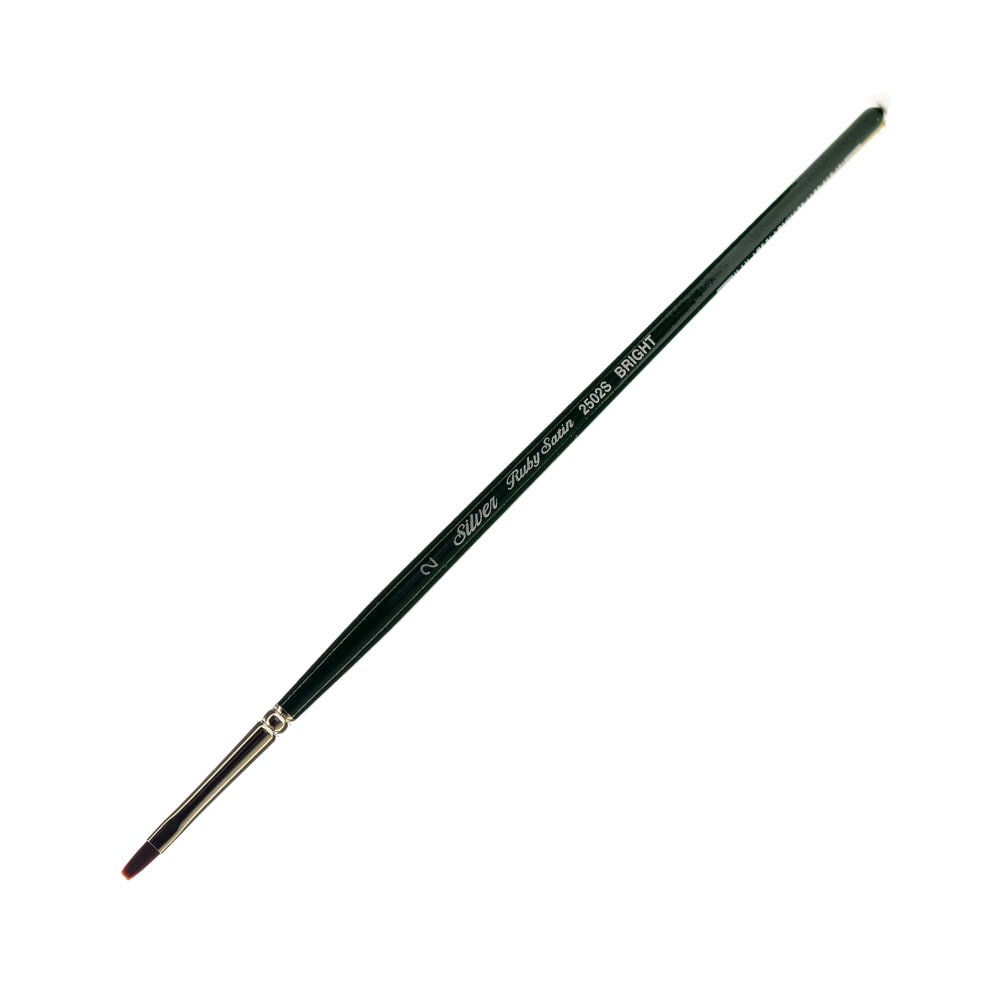 Silver Brush Ruby Satin Series Short-Handle Paint Brush 2502S, Size 2, Bright Bristle, Synthetic, Multicolor MPN:2502S-2