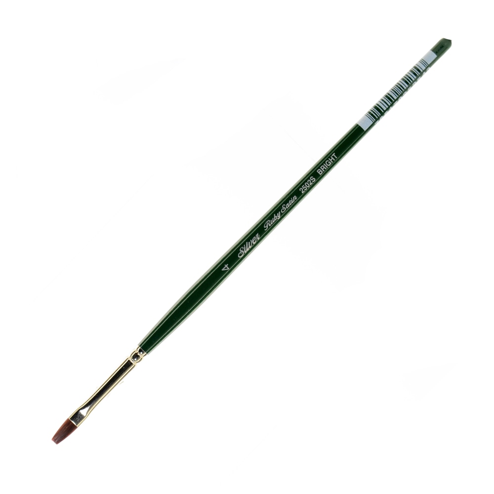 Silver Brush Ruby Satin Series Short-Handle Paint Brush 2502S, Size 4, Bright Bristle, Synthetic, Multicolor MPN:2502S-4