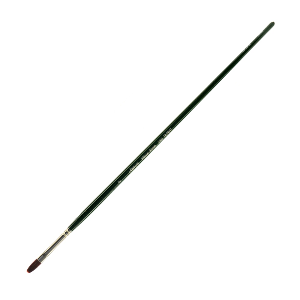 Silver Brush Ruby Satin Series Long-Handle Paint Brush 2503, Size 2, Filbert Bristle, Synthetic, Green MPN:2503-2
