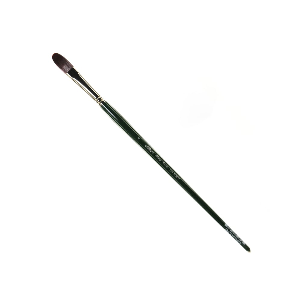 Silver Brush Ruby Satin Series Long-Handle Paint Brush 2503, Size 8, Filbert Bristle, Synthetic, Green MPN:2503-8