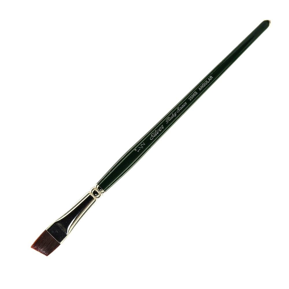 Silver Brush Ruby Satin Series Short-Handle Paint Brush 2506S, 1/2in, Angular Bristle, Synthetic, Multicolor MPN:2506S-1/2