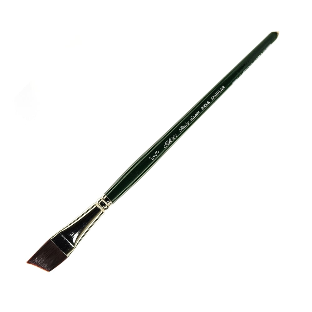 Silver Brush Ruby Satin Series Short-Handle Paint Brush 2506S, 5/8in, Angular Bristle, Synthetic, Multicolor MPN:2506S-5/8