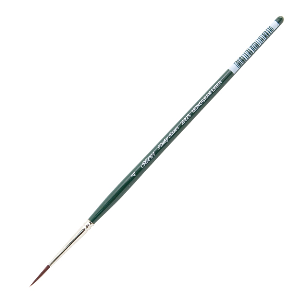 Silver Brush Ruby Satin Series Short-Handle Paint Brush 2522S, Size 4, Liner Bristle, Synthetic, Multicolor MPN:2522S-4