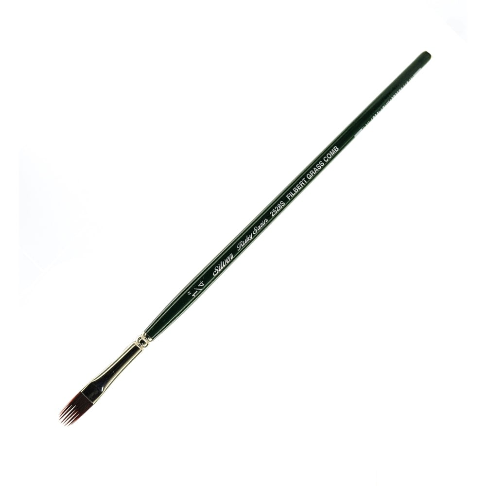 Silver Brush Ruby Satin Series Short-Handle Paint Brush 2528S, 1/4in, Grass Comb Bristle, Synthetic, Multicolor MPN:2528S-1/4