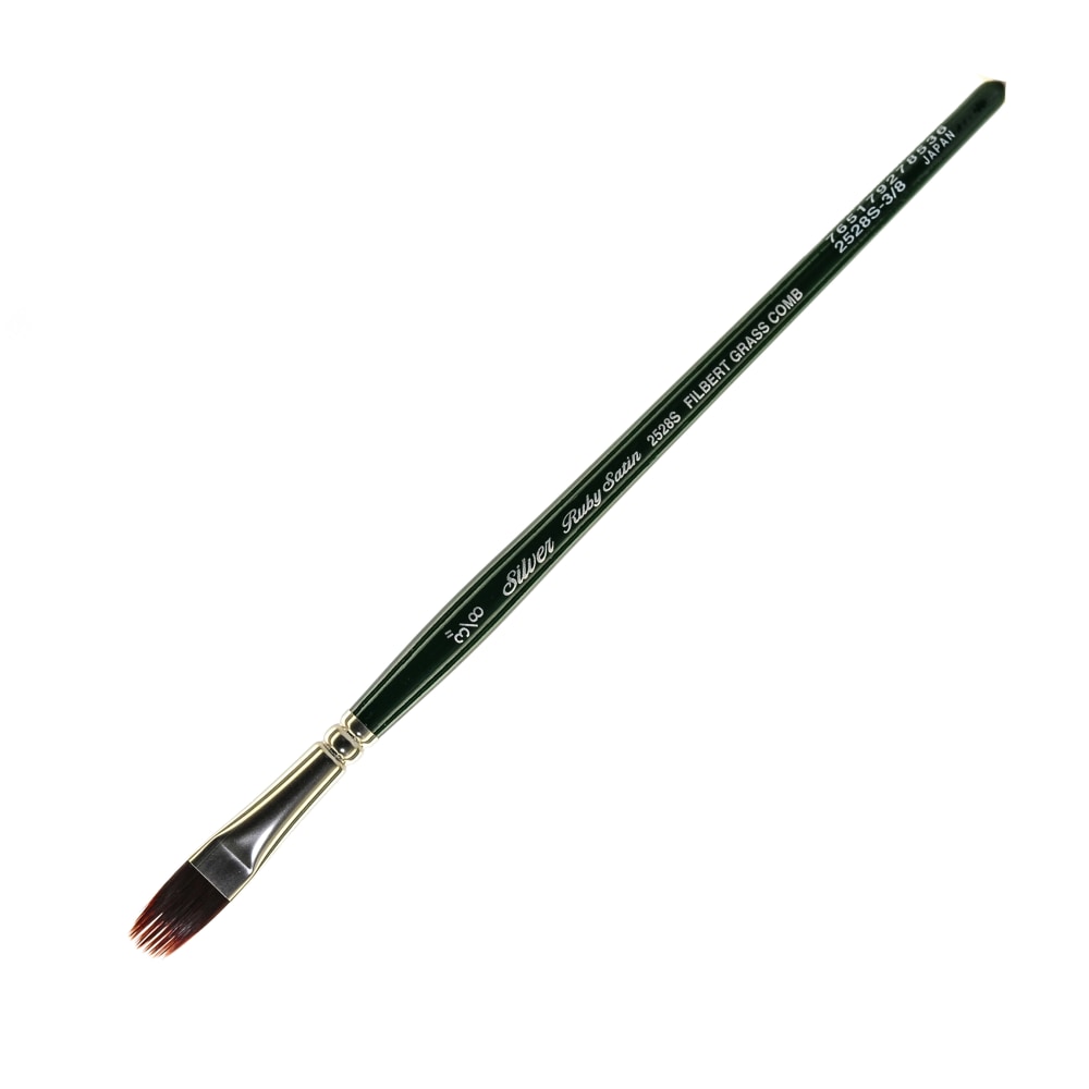 Silver Brush Ruby Satin Series Short-Handle Paint Brush 2528S, 3/8in, Grass Comb Bristle, Synthetic, Multicolor MPN:2528S-3/8
