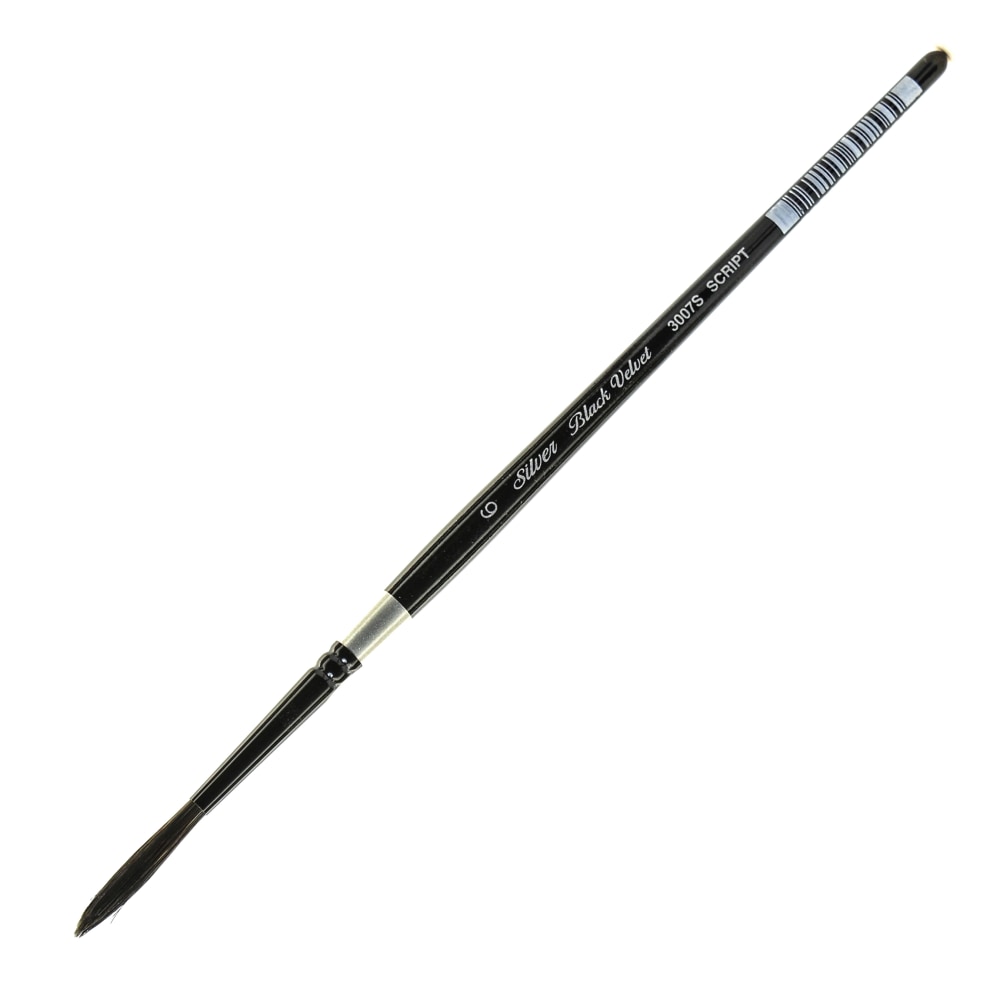 Silver Brush 3007S Black Velvet Series Paint Brush, Size 6, Script Liner Bristle, Squirrel Hair/Synthetic Filament, Multicolor MPN:3007S-6