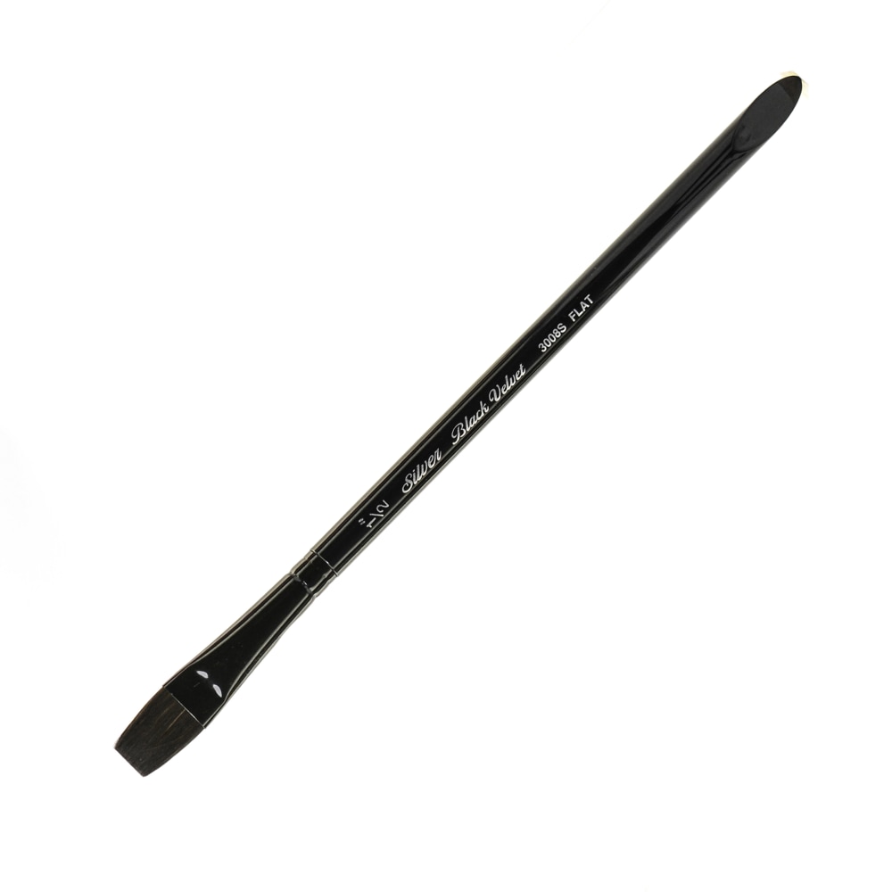 Silver Brush 3008S Black Velvet Series Paint Brush, 1/2in, Square Wash Bristle, Squirrel Hair/Synthetic Filament, Multicolor MPN:3008S-1/2