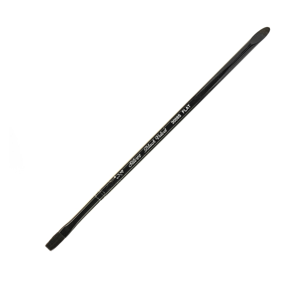 Silver Brush 3008S Black Velvet Series Paint Brush, 1/4in, Square Wash Bristle, Squirrel Hair/Synthetic Filament, Multicolor MPN:3008S-1/4