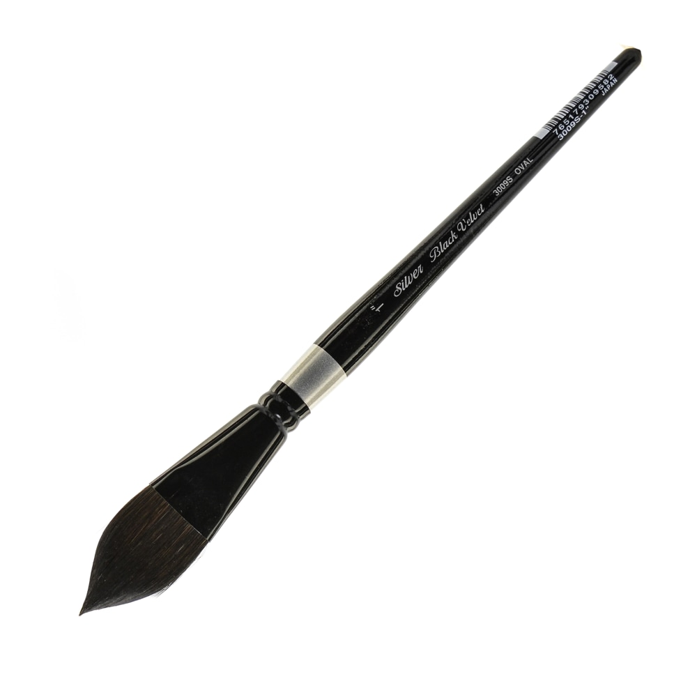 Silver Brush 3009S Black Velvet Series Paint Brush, 1in, Oval Wash Bristle, Squirrel Hair/Synthetic Filament, Multicolor MPN:3009S-1