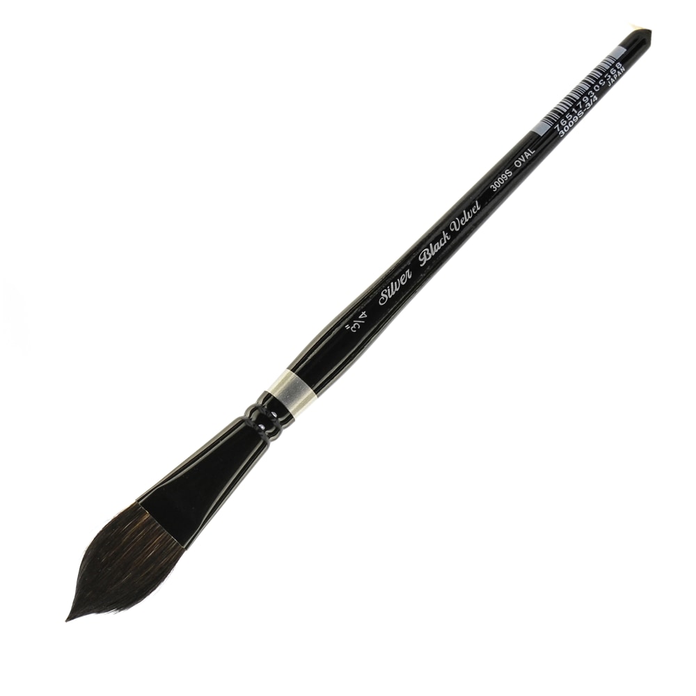 Silver Brush 3009S Black Velvet Series Paint Brush, 3/4in, Oval Wash Bristle, Squirrel Hair/Synthetic Filament, Multicolor MPN:3009S-3/4