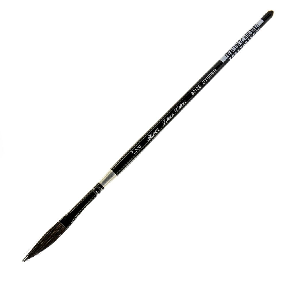 Silver Brush 3012S Black Velvet Series Paint Brush, 1/4in, Dagger Striper Bristle, Squirrel Hair/Synthetic Filament, Multicolor MPN:3012S-1/4