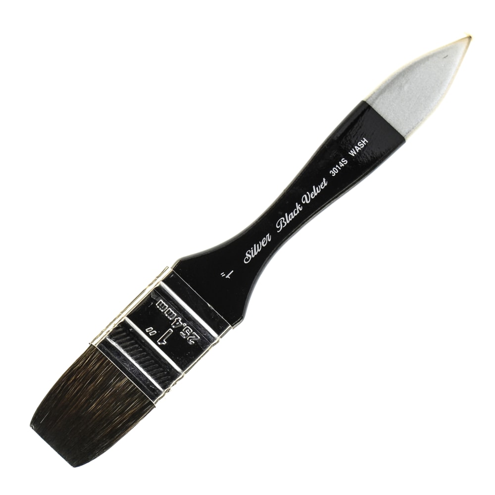 Silver Brush 3014S Black Velvet Series Paint Brush, 1in, Wash Bristle, Squirrel Hair/Synthetic Filament, Multicolor MPN:3014S-1