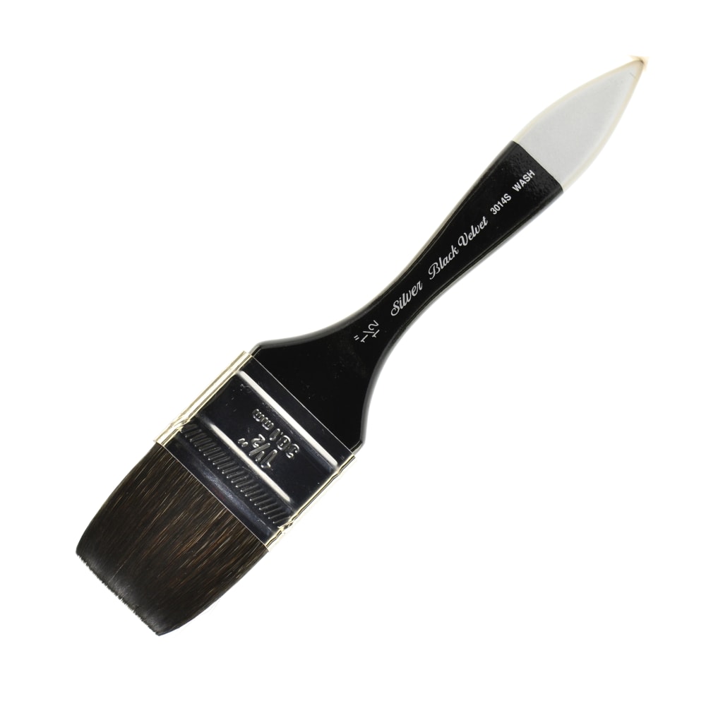 Silver Brush 30145 Black Velvet Series Paint Brush, 1 1/2in, Wash Bristle, Squirrel Hair/Synthetic Filament, Multicolor MPN:3014S-1.5