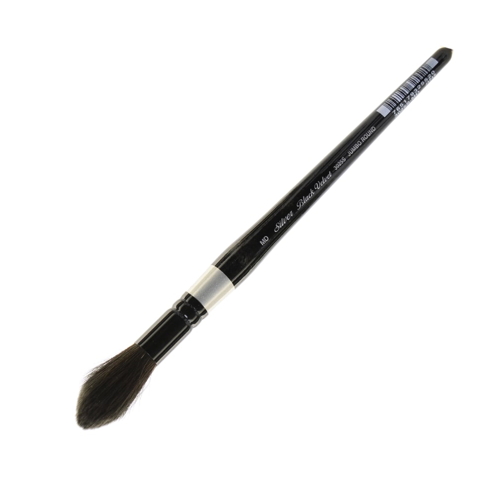 Silver Brush 3025S Black Velvet Series Paint Brush, Medium, Jumbo Round Wash Bristle, Squirrel Hair/Synthetic Filament, Multicolor MPN:3025S MD