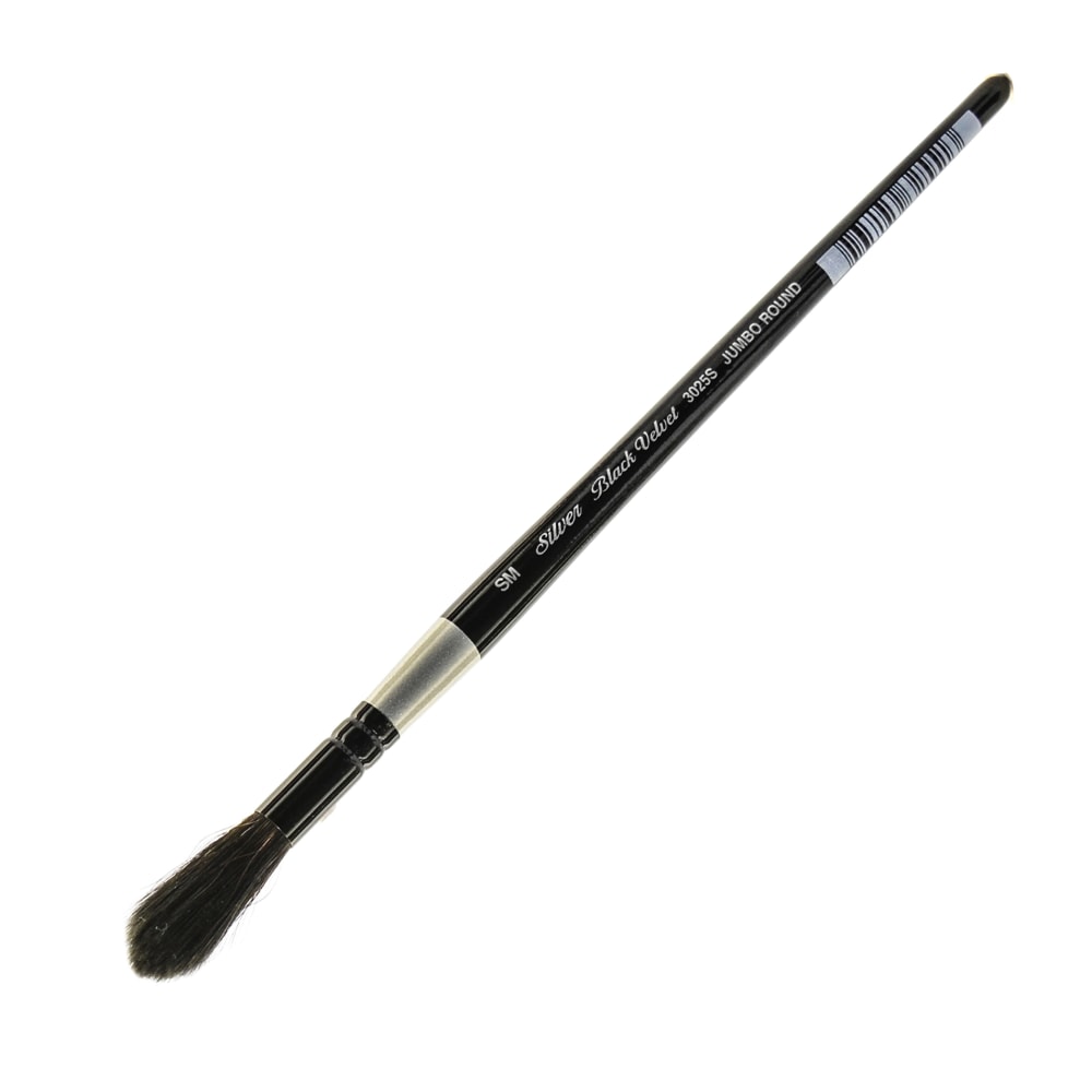 Silver Brush 3025S Black Velvet Series Paint Brush, Small, Jumbo Round Wash Bristle, Squirrel Hair/Synthetic Filament, Multicolor MPN:3025S SM