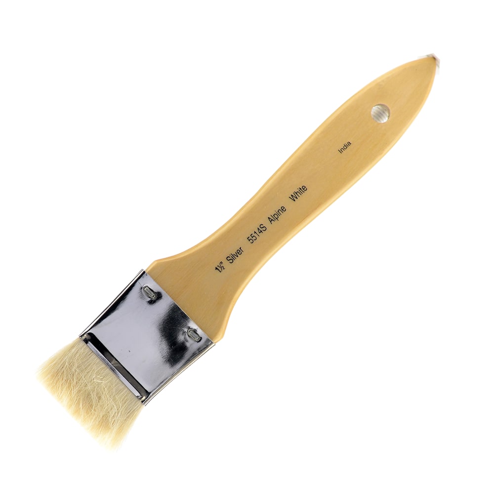 Silver Brush Series 5514S Alpine Paint Brush, 1 1/2in, Wash Bristle, Goat Hair, Yellow MPN:5514S-1 1/2