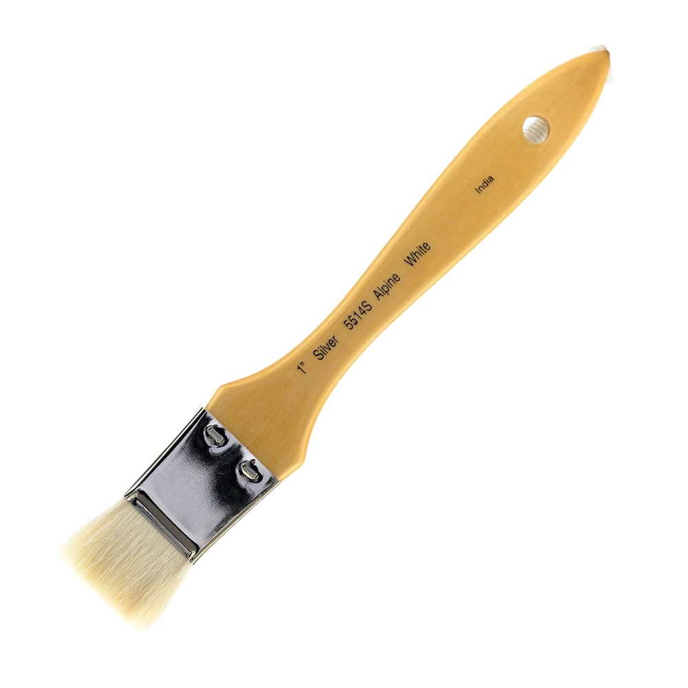 Silver Brush Series 5514S Alpine Paint Brush, 1in, Wash Bristle, Goat Hair, Yellow MPN:5514S-1
