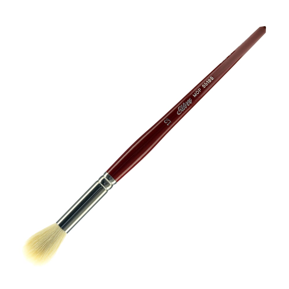 Silver Brush Mop Paint Brush, Size 12, Round Bristle, Goat Hair, Dark Red MPN:5518S-12