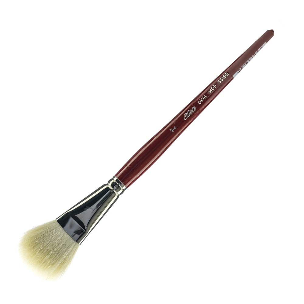 Silver Brush Mop Paint Brush, 1in, Oval Bristle, Goat Hair, Dark Red MPN:5519S-1