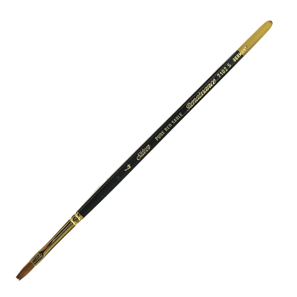 Silver Brush Renaissance Series Short-Handle Paint Brush, 7102S, Size 4, Bright, Sable, Multicolor MPN:7102S-4