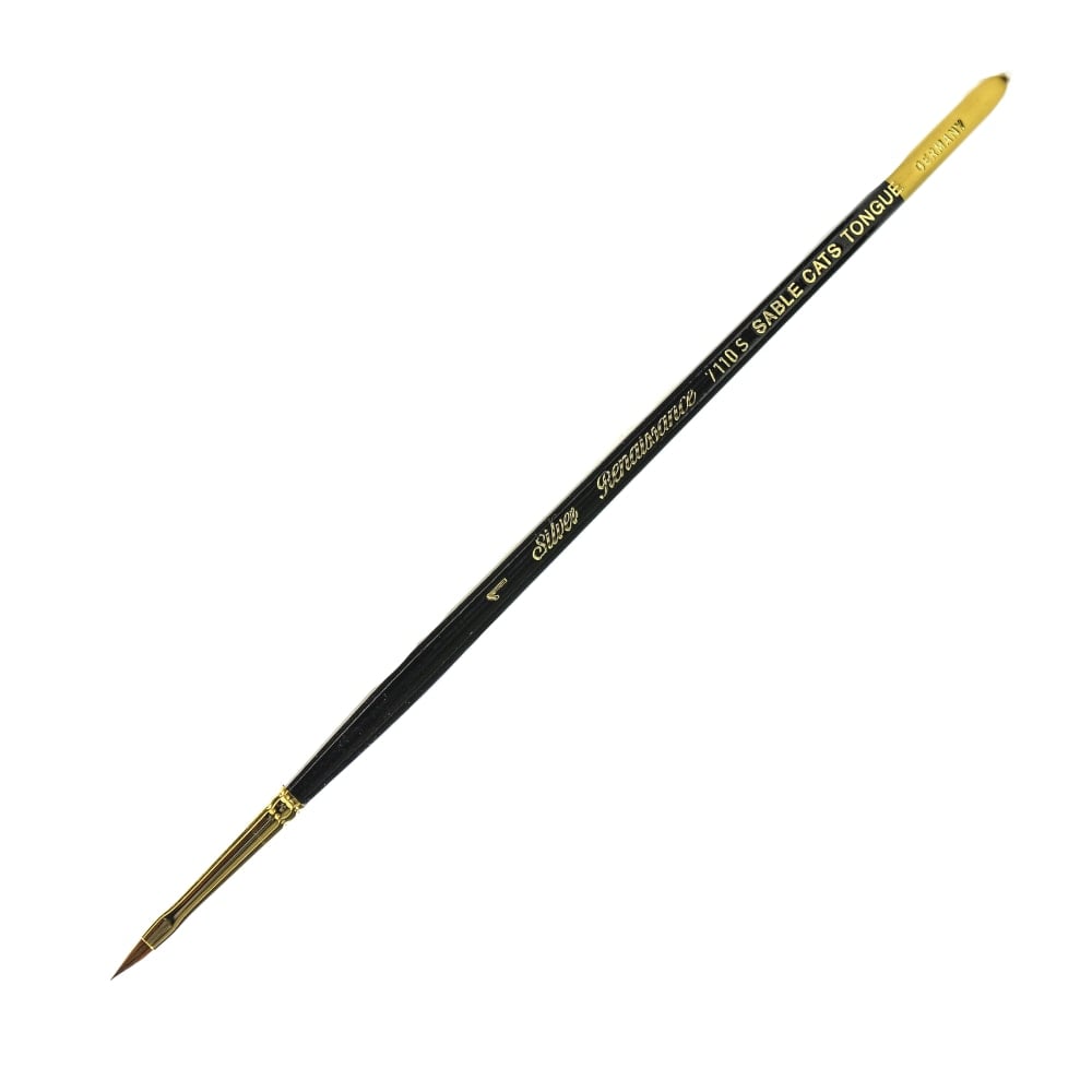 Silver Brush Renaissance Series Short-Handle Paint Brush, 7110S, Size 1, Cats Tongue, Sable, Multicolor MPN:7110S-1