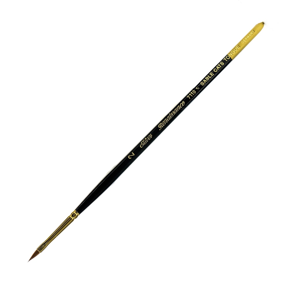 Silver Brush Renaissance Series Short-Handle Paint Brush, 7110S, Size 2, Cats Tongue, Sable, Multicolor MPN:7110S-2