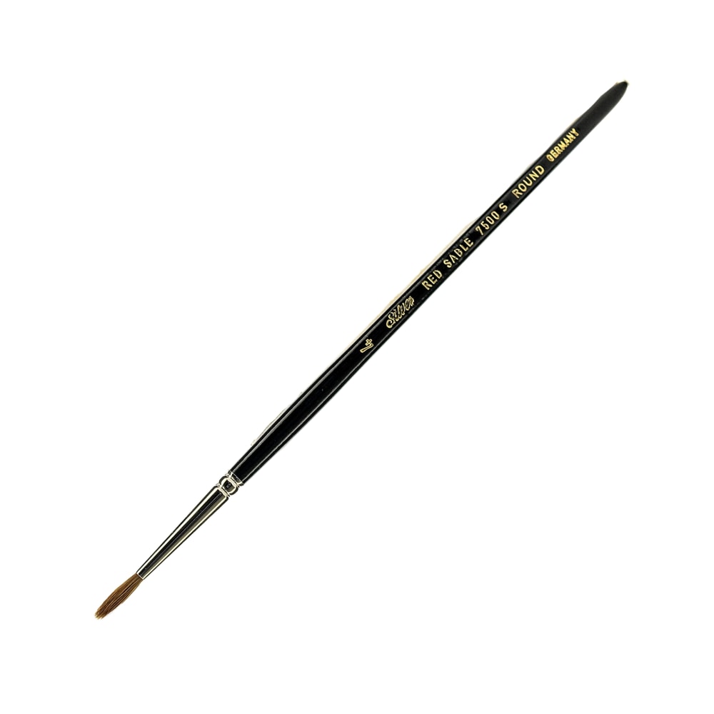 Silver Brush Pure Red Sable Paint Brushes, 7500S, Size 4, Round Bristle, Sable Hair, Black MPN:7500S-4