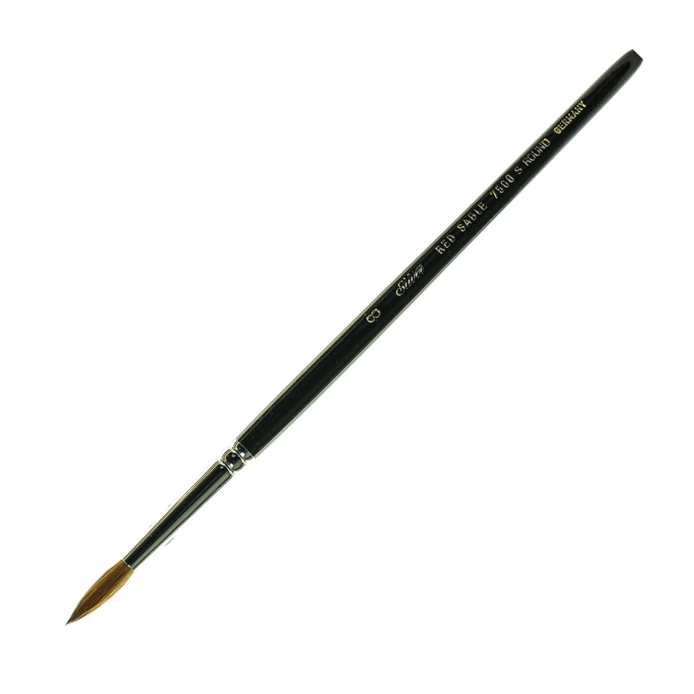 Silver Brush Pure Red Sable Paint Brushes, Size 8, Round Bristle, Sable Hair, Black MPN:7500S-8